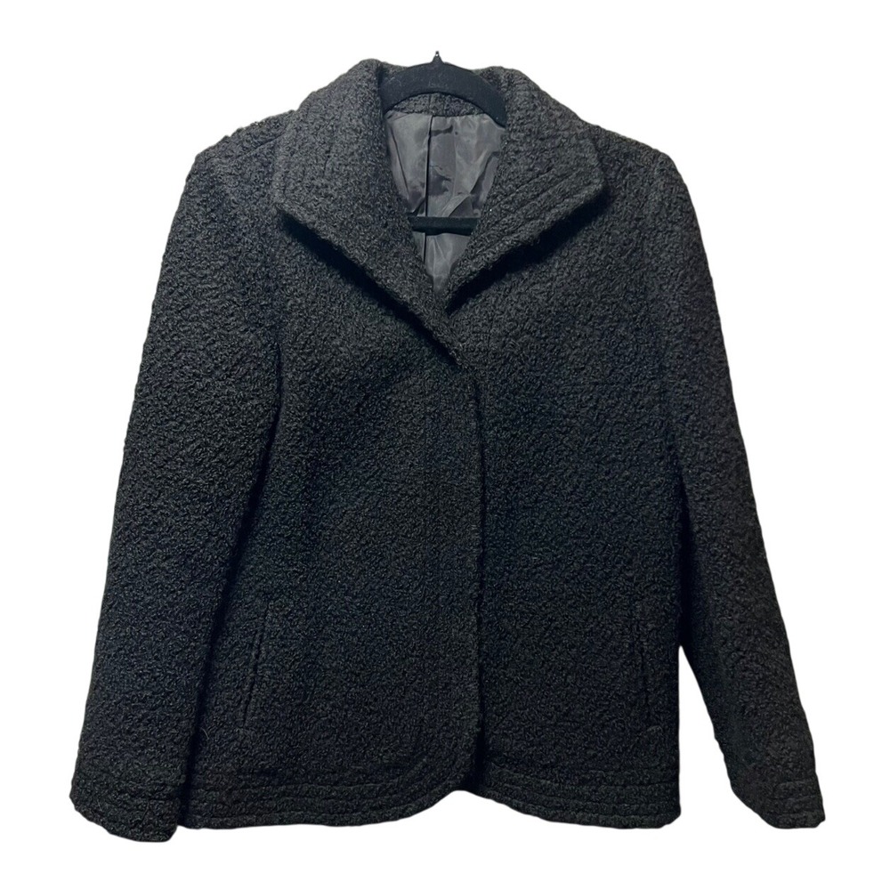 Vintage ILGWU Black Boucle Wool Jacket‎ Union Made Textured Blazer Coat